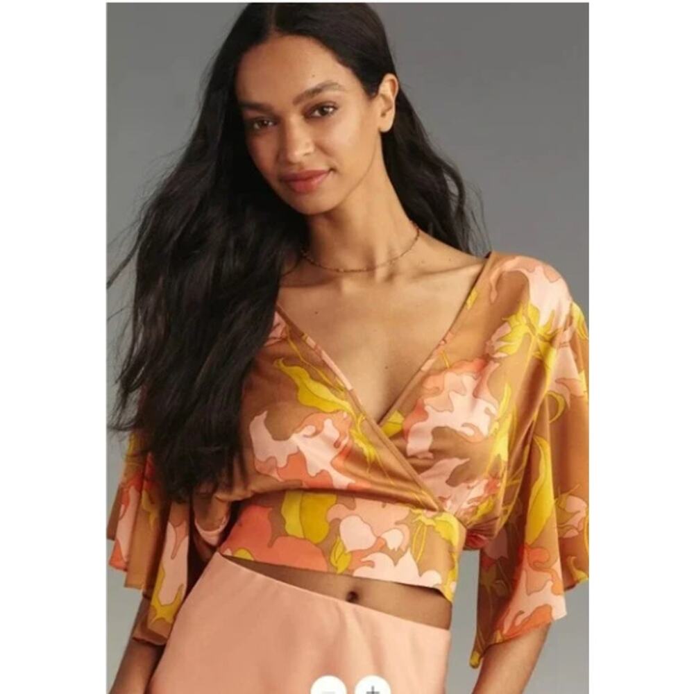 Anthropologie Tiny Olympia Faux-Wrap Top in Floral Print Large